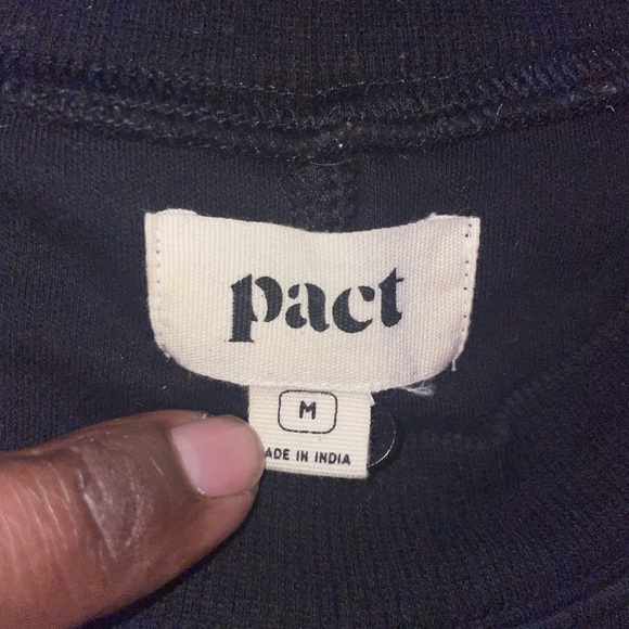 Pact Crew Neck Short Sleeve Sweatshirt Organic Cotton Size Medium Black - Picture 3 of 5